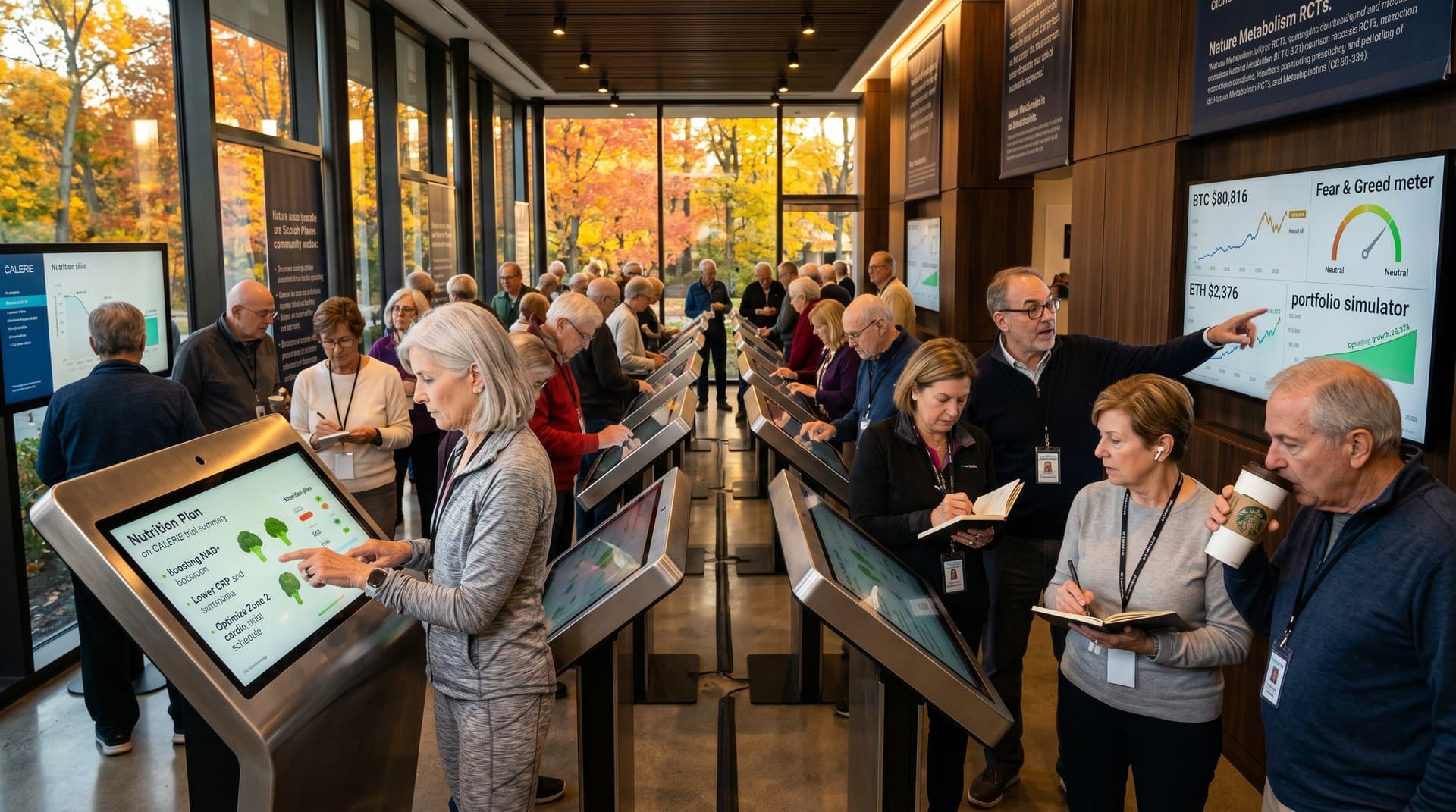 Seniors in Scotch Plains use AI kiosks for nutrition biohacks, longevity biomarkers, and crypto tracking like BTC $80,816