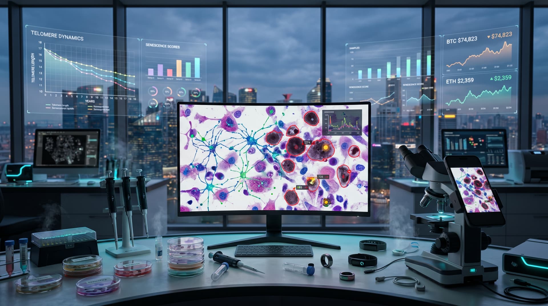AI Cytology Speeds Longevity Biohacking as BTC Hits $74,823