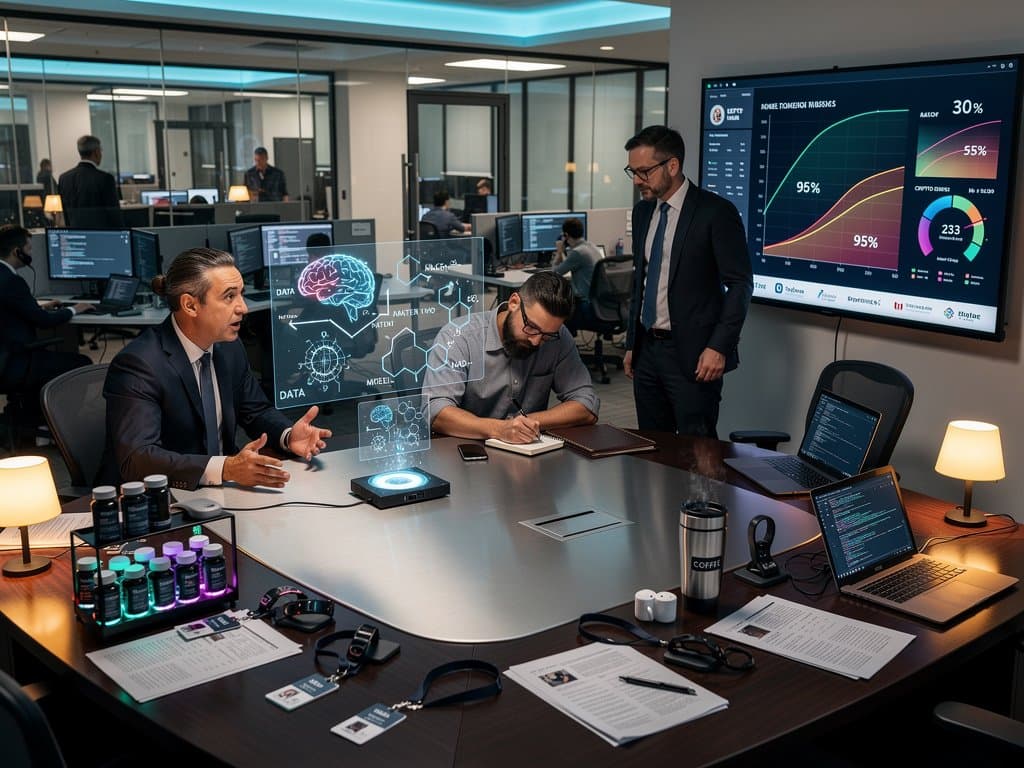 AI neural networks analyzing trademarks and patents in high-tech digital interface for nutrition tech IP protection